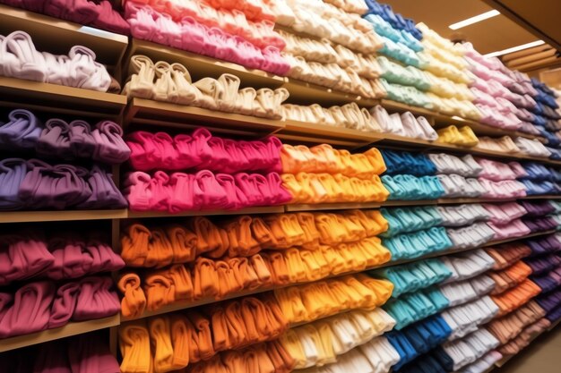 Fila de camisetas polo da moda para homem em cabide de madeira ou rack em uma loja de varejo de roupas