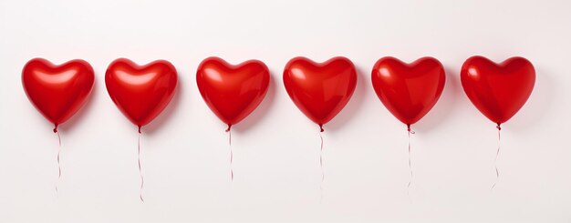 una fila de globos rojos