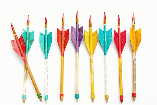 una fila de lápices de colores con uno siendo coloreado con un color azul y verde