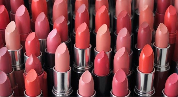 una fila de lápices labiales de la marca de la marca