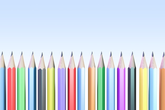 Una fila de lápices multicolores Fondo de abstracción