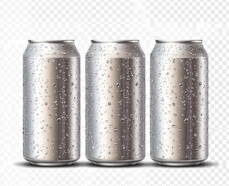 una fila de latas de aluminio con tapas de plata que dicen s en ella