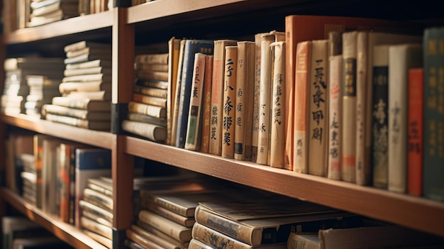 una fila de libros en un estante con el número 1 en el frente.