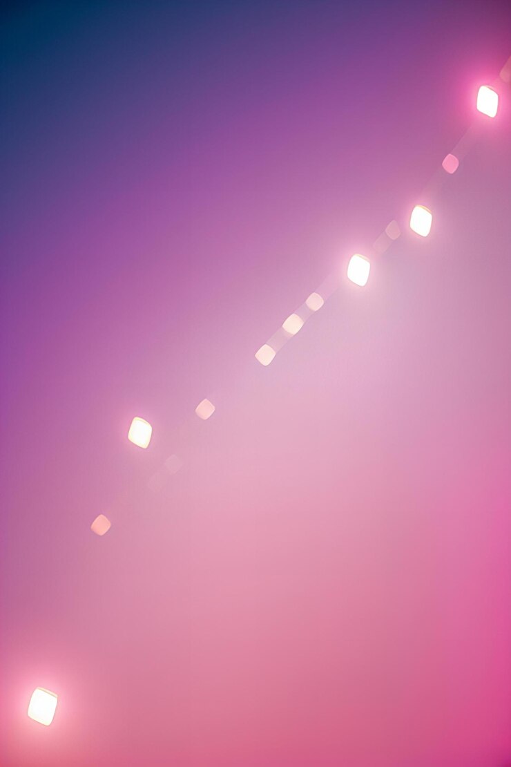 una fila de luces con un fondo púrpura que dice luz