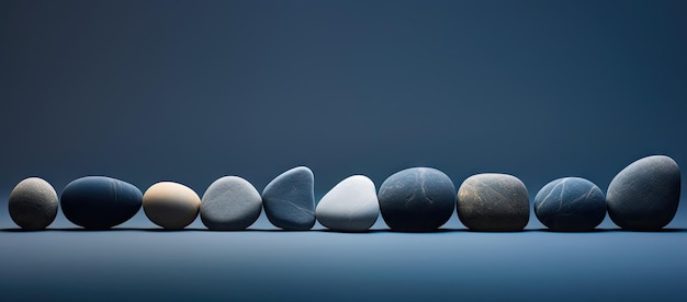 Una fila de piedras en la mesa.