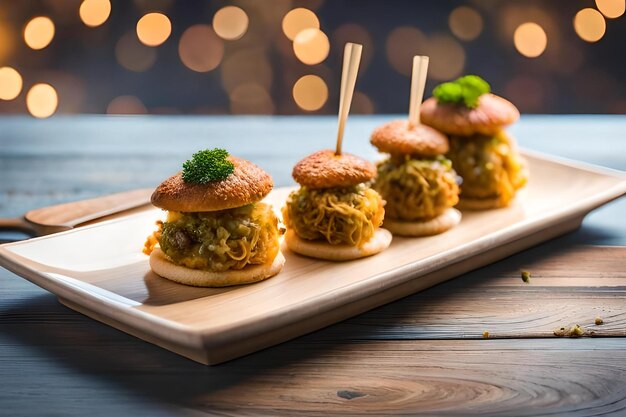 Una fila de sándwiches con un montón de verduras encima.