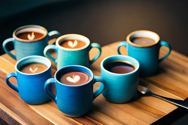 una fila de tazas de té con velas y una vela en el medio.