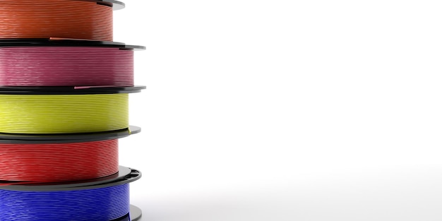 Foto filamentos para impressão 3d abs fio plástico para impressora 3d variedade de cores ilustração 3d