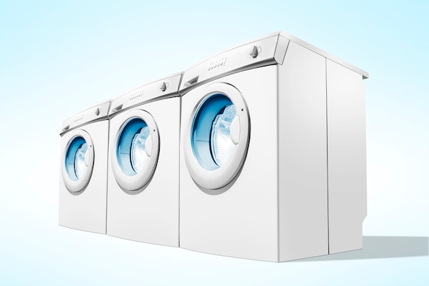 Filas de máquinas de lavar roupa