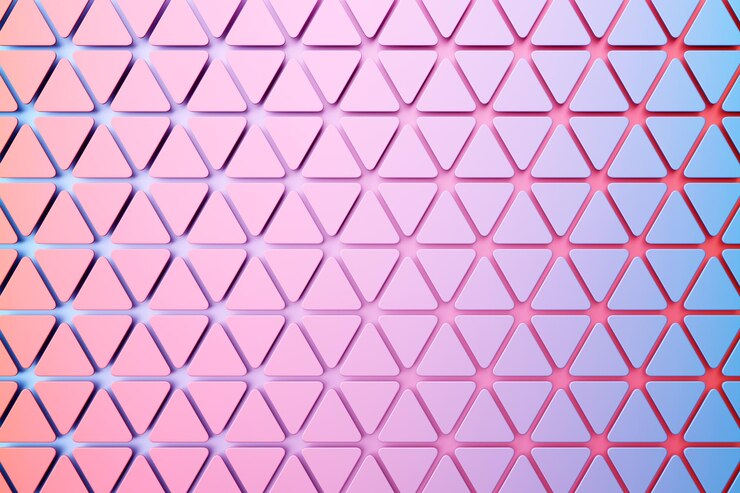 Foto filas de ilustración 3d de patrón de fondo geométrico triángulo rosa