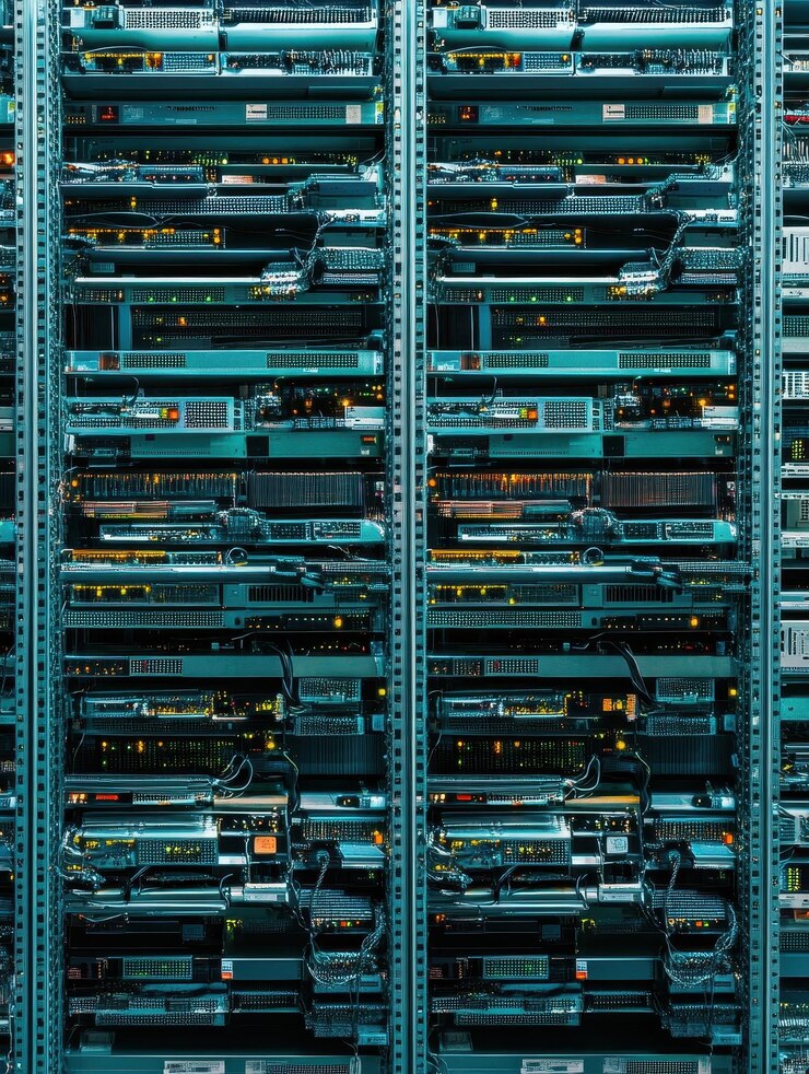Foto filas interminables de tarjetas de interfaz de red que aseguran una conectividad sin problemas