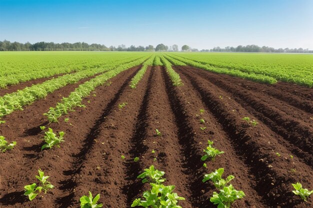 Foto filas de plantas en un campo