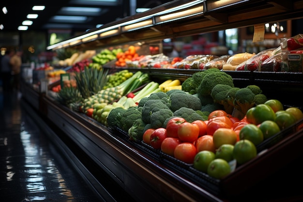 filas de supermercados con productos de fondotienda de alimentos