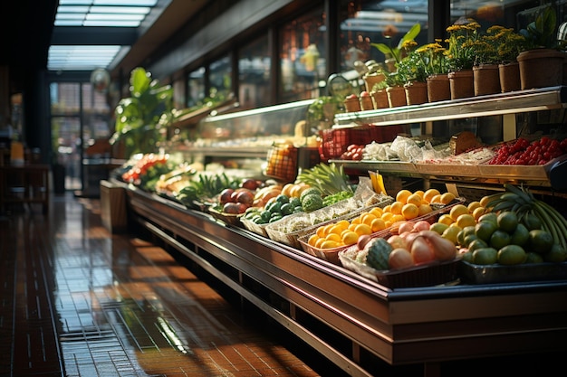 filas de supermercados con productos de fondotienda de alimentos