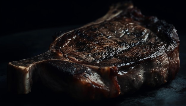 Foto filé de carne grelhado e cozido na perfeição na churrasqueira gerada por inteligência artificial