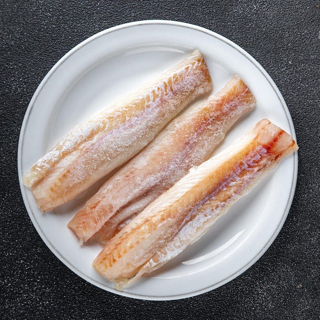 Filé de merluza peixe fresco frutos do mar comida fresca saborosa alimentação saudável cozinha aperitivo refeição comida lanche
