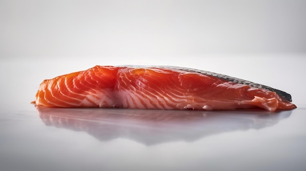 Filé de salmão isolado em fundo branco generativo ai