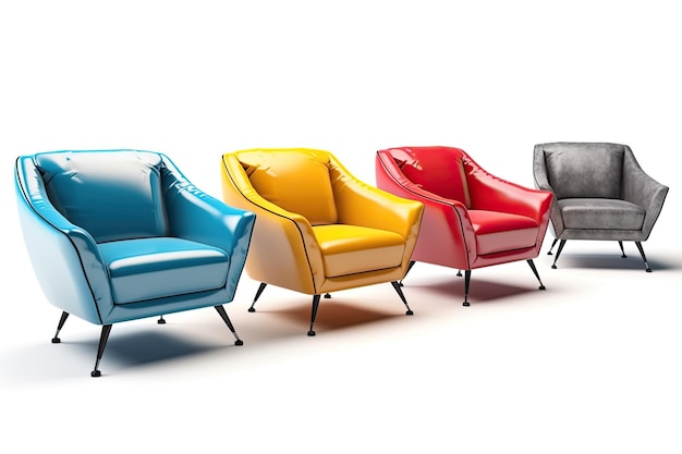 Fileira colorida de cadeiras IA generativa