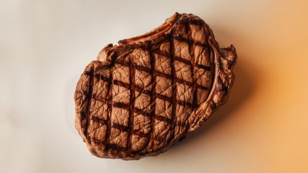 Un filete de carne a la parrilla aislado sobre un fondo blanco perfecto para mostrar deliciosos platos de barbacoa