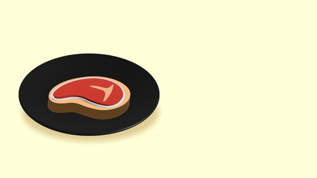 Foto filete de carne en un plato ilustración realista aislado en lomo de fondo para cocinar a la parrilla