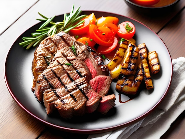 Filete de chuletas de cerdo a la parrilla en la parrilla AI generativa