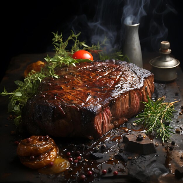 Filete de carne grelhada, ervas e especiarias Imagem gerada por IA