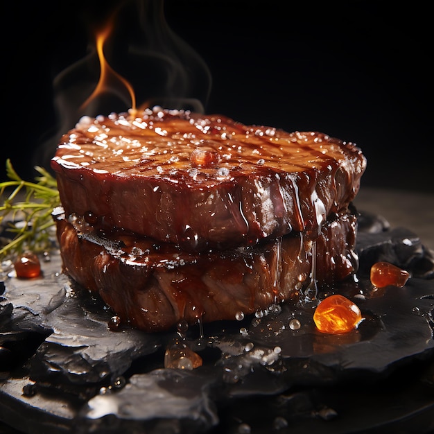 Filete de carne grelhada, ervas e especiarias Imagem gerada por IA