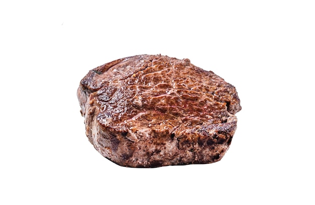 Filete mignon a la parrilla o filete de res aislado sobre un fondo blanco vista de arriba