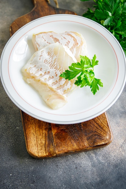 filete de pescado blanco de bacalao comida saludable fresca comida snack dieta en la mesa espacio de copia fondo de alimentos