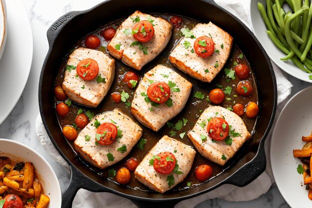 Filete de pescado rojo salmón con salsa de coco