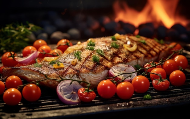 Filete de pescado salmón a la parrilla