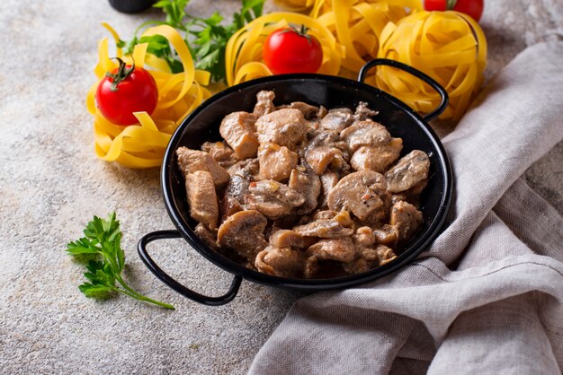 Filete De Pollo Guisado Con Champiñones