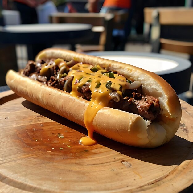 Un filete de queso chile en una mesa en el Bronx al aire libre gnearado por la IA