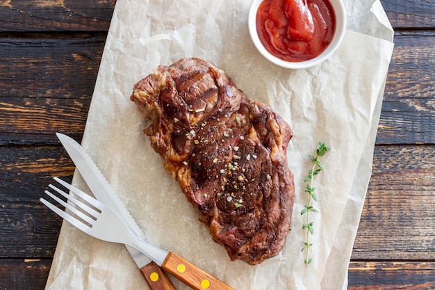 Filete de ternera a la plancha. Cocina americana. Receta. Carne.