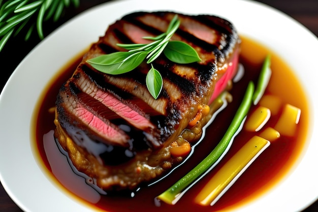 Filete de ternera a la plancha con romero