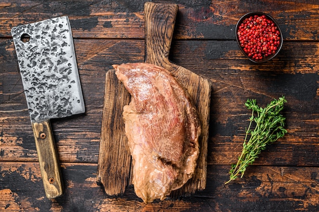 Foto filete de ternera de tres puntas marinado en mostaza marinar para barbacoa