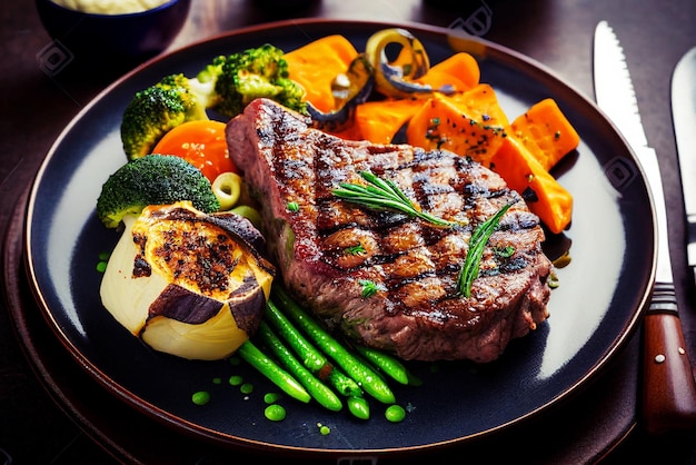 Filete de ternera con verduras