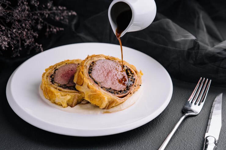 Filete wellington en hojaldre en placa