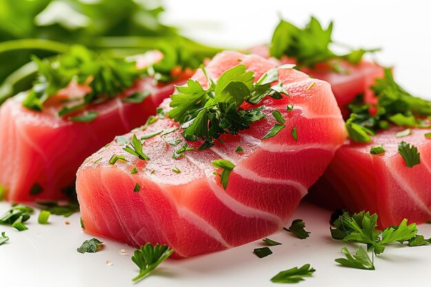 Filetes de atum de frutos do mar saudáveis