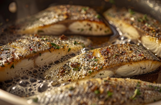 Filetes de peixe fritos em panela