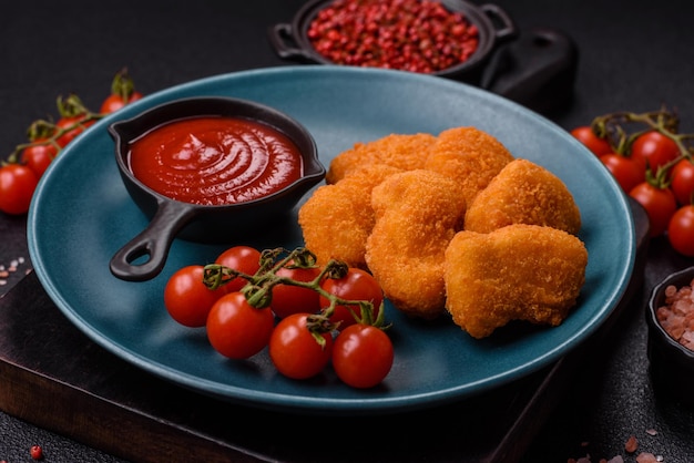 Filetes de pecho de pollo frito aislados sobre un fondo blanco
