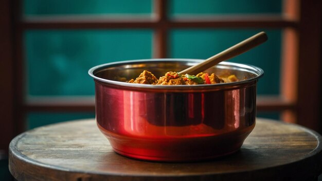 Foto filha de carregador vermelho com curry vermelho