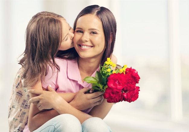 Filha e mãe feliz