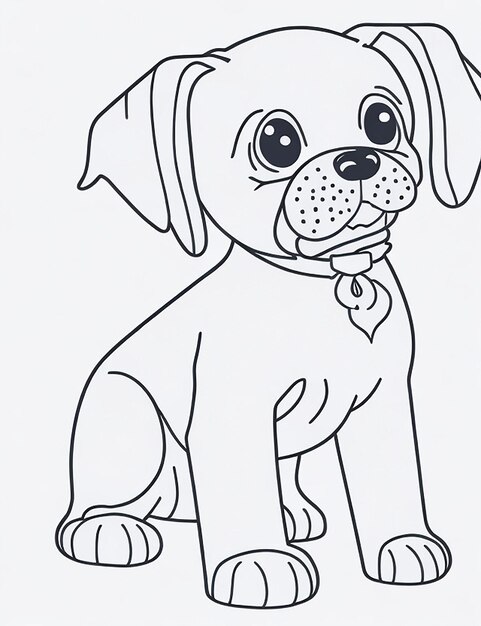 Filhote de cachorro bonito dos desenhos animados e ilustração de cachorro