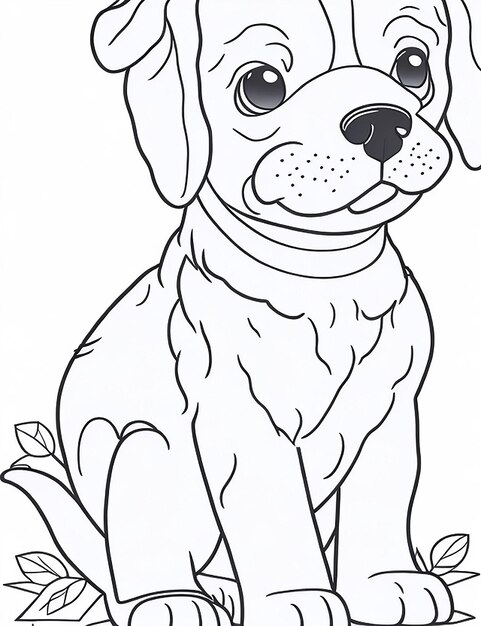 Filhote de cachorro bonito dos desenhos animados e ilustração de cachorro