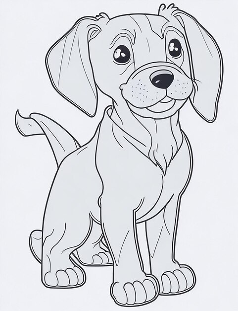 Filhote de cachorro bonito dos desenhos animados e ilustração de cachorro