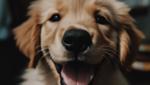 Filhote de cachorro bonito sentado olhando para a câmera gerada pela IA