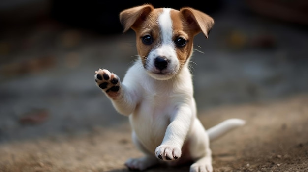 Filhote de cachorro brincalhão amigável abanando sua cauda águia gerada por IA