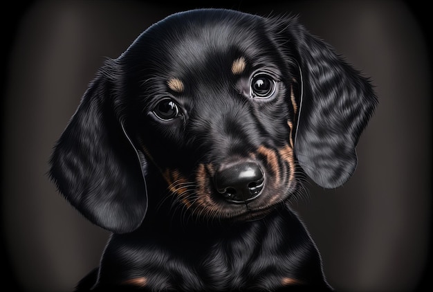 Filhote de dachshund preto em um retrato