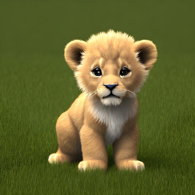 Filhote de leão minúsculo e fofo Generative AI